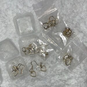 Silver Heart Earrings Set (7 Included)